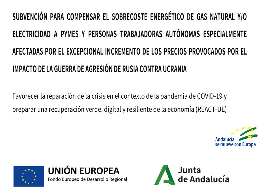 Subvención Unión Europea y Junta de Andalucía